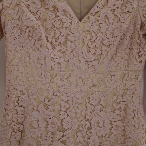 Eliza J Bell Sleeve Lace Dress Womens 4P Blush Coquette Party Event Twee Holiday - Picture 11 of 11